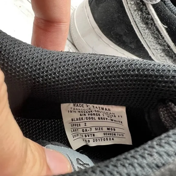 Nike Sample Air Force 1 '07 LV8 Men ChenilleBlack Cool Grey 823511 014 Size 9